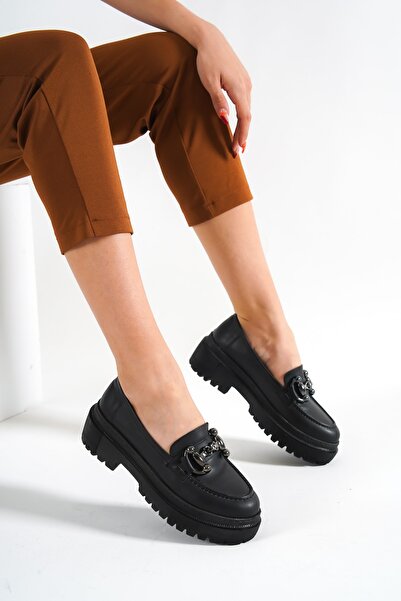 Artgoo Дамски обувки с дебела подметка от черна кожа