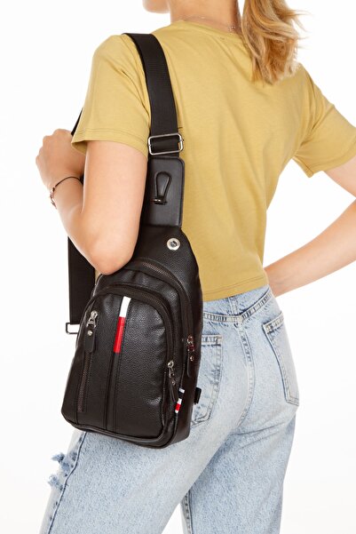 NEWISH POLO ACCESSORIES Geantă de umăr Newish Polo unisex neagră din piele ar...