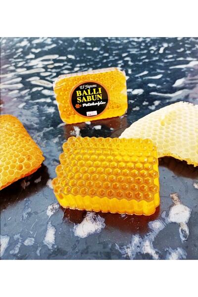Petekoğlu 3 Pieces of 2 - Pumpkin Fiber, 1 Piece Plain Pollen, Real Honey Herbal Glycerin Honeycomb Soap