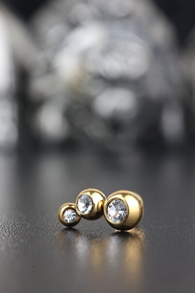 Valhalla Cerrahi Çelik Kıkırdak Tragus Helix Zirkon Taşlı Labret Piercing