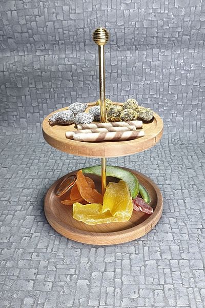 kozawoodart Wooden Layered Cookie Holder Oval Kz1012