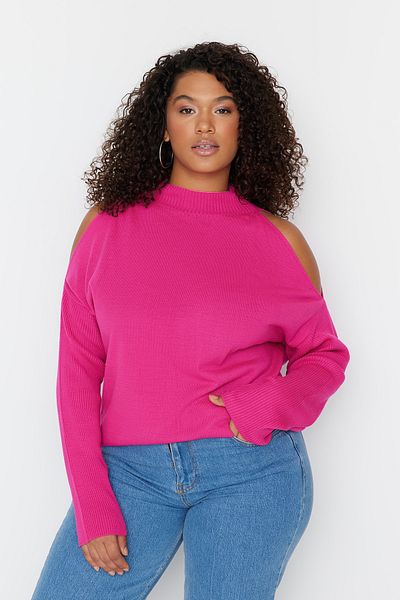 Trendyol Curve Knitwear Sweater - Pink, Cut Out Detail TBBAW23AN00025