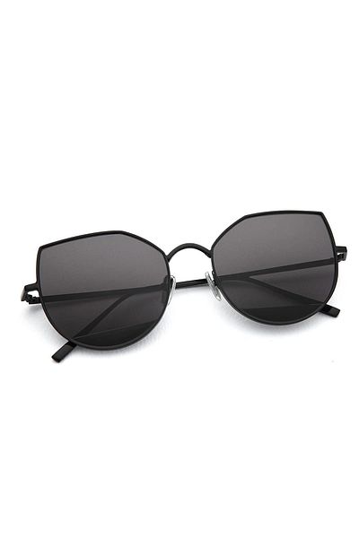 Angel Eyes Women's Sunglasses Geometric Design Black Frame Black Glass