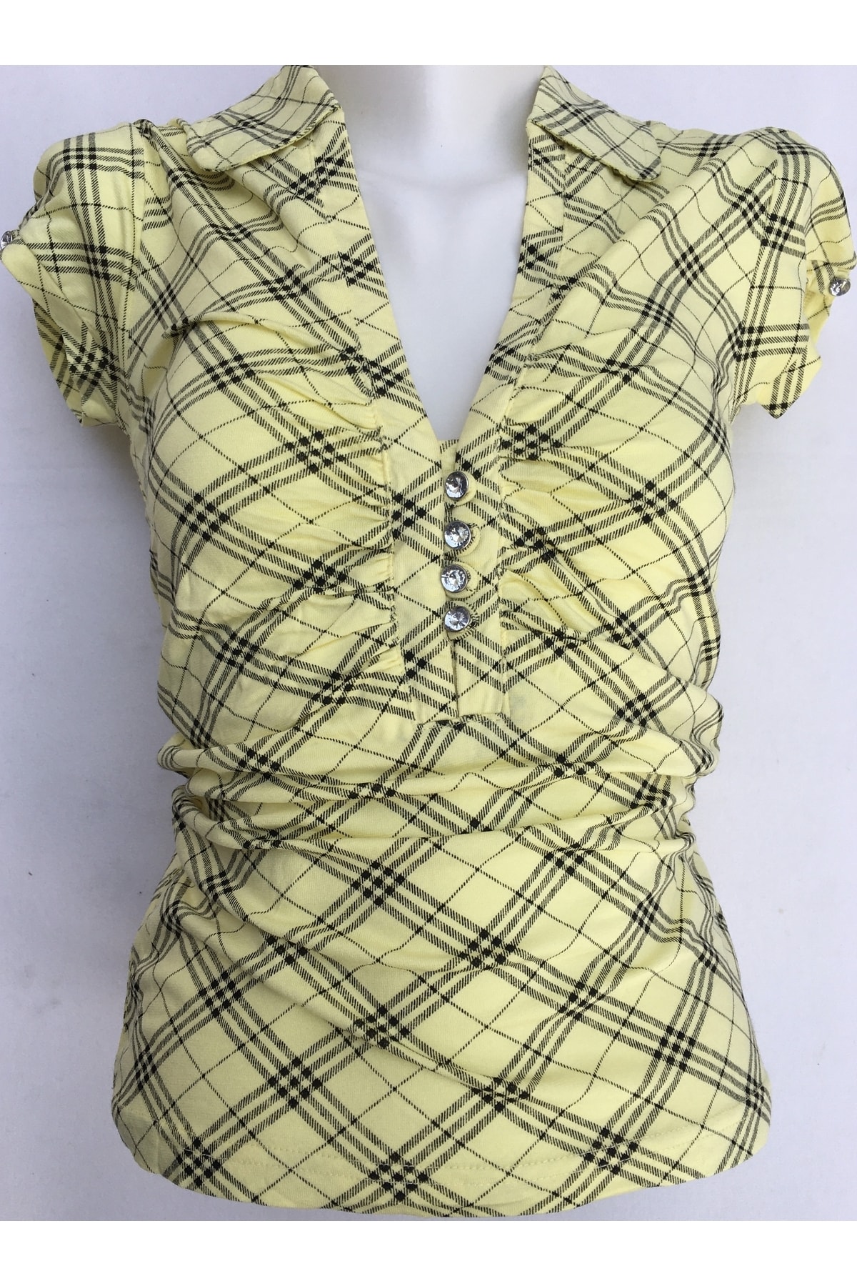 ICEFIELDS Kadın Slim Fit Taşlı V Yaka Tshırt