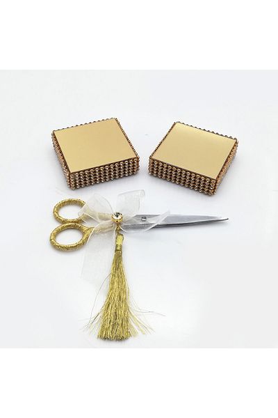 Lora Davet Δίσκος αρραβώνων Promise Scissors and Ring Risers Square 1 τεμάχιο χρυσό 53699
