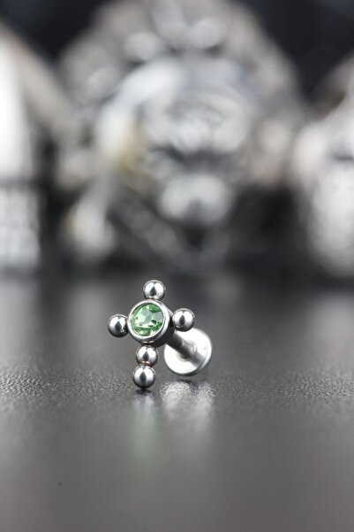 Valhalla Cerrahi Çelik Kıkırdak Tragus Helix Zirkon Taşlı Labret Hac Piercing