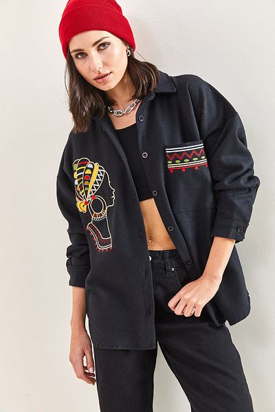 Bianco Lucci Dámská vyšívaná oversize košile 2061