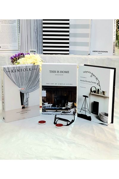 Saccura Decor Kinfolk&monochrome&thisıshome Set of 3 Decorative Book Box Set