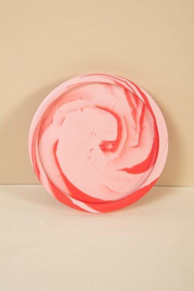 Handmeight Beton Yuvarlak Pembe Mermer Desenli Altlık / Sunumuluk / Tepsi