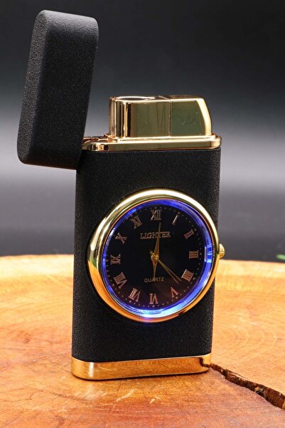 Genel Markalar Lüks Saatli Pürmüzlü Gazlı Çakmak