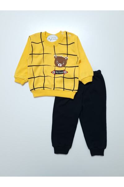AyCaTa Erkek Bebek Baskılı Uzun Kollu Sarı Ikili Takım