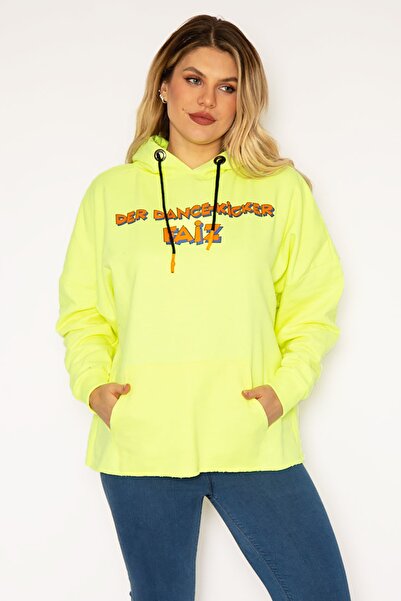 Şans Plus Size Sweatshirt - Yellow - Relaxed fit