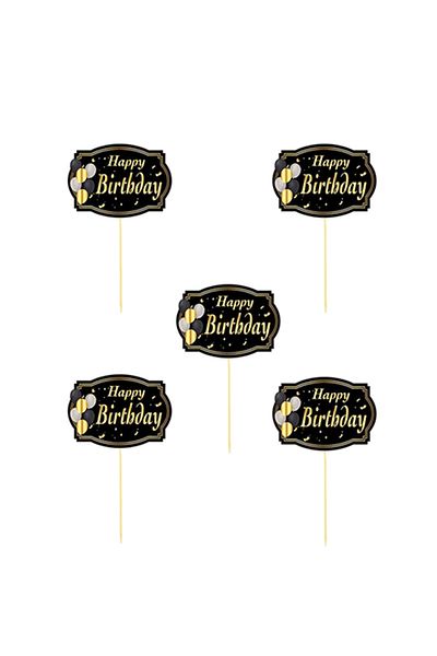 Big Party Happy Birthday Black Speech Bubble Gilded 5-Piece