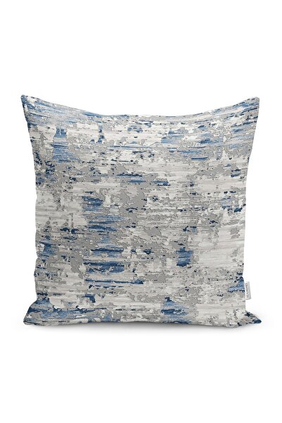 Realhomes غطاء وسادة مطبوع رقميًا بتصميم عتيق باللون الأزرق والرمادي على خلفية رمادية