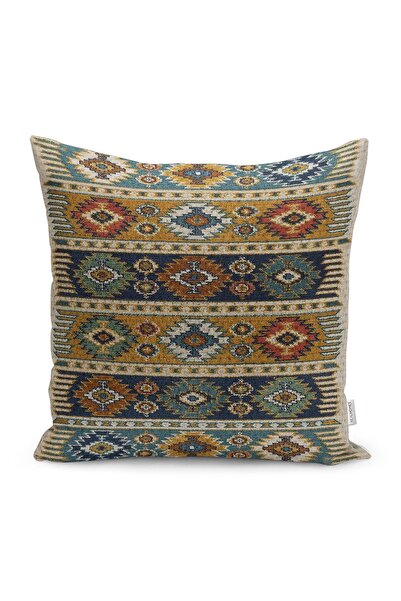 Realhomes Digital Printed Pillow and Throw Pillow Cover with Rug Motif on Col...