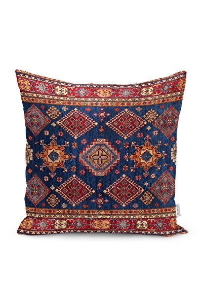 Realhomes Kırmızı Zeminde Uşak Motifli Geleneksel Desenli Dijital Baskılı Yas...