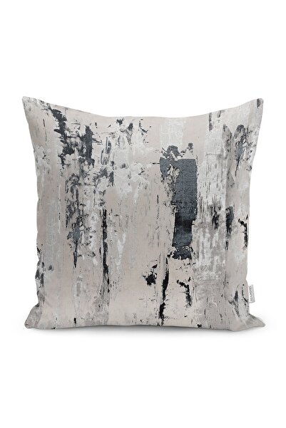 Realhomes Bej - Siyah Zeminde Eskitme Motifli Duvar Desenli Dijital Baskılı Y...