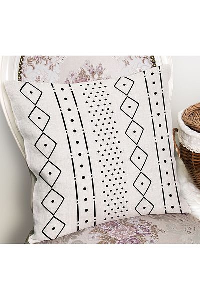 Realhomes Digital Printed Pillow and Throw Pillow Cover with Scandinavian Motif on White Background
