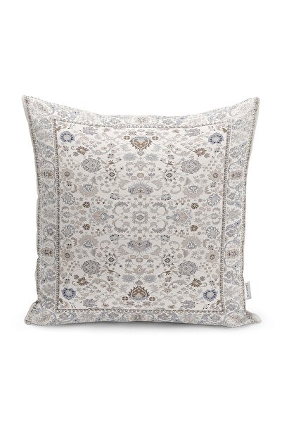 Realhomes غطاء وسادة مطبوع رقميًا بتصميم عثماني مع تصميم سجادة على أرضية كريمية