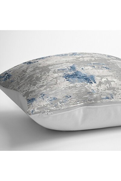 Realhomes Pernă imprimată digitală cu model retro și husă de pernă cu motiv antic pe fundal albastru