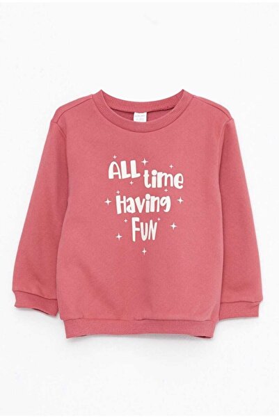 LC Waikiki Bisiklet Yaka Uzun Kollu Baskılı Kız Bebek Sweatshirt