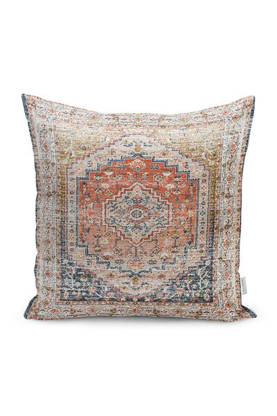 Realhomes كريم - غطاء وسادة مطبوع رقميًا بتصميم عثماني على شكل سجادة على أرضي...