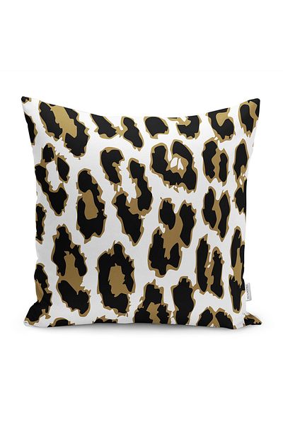 Realhomes Husă de pernă cu model din piele cu motiv leopard, imprimată digitală, pe fundal negru și maro