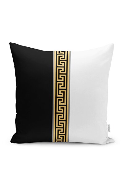 Realhomes Black - Classic Patterned Digital Printed Pillow Cushion Cover with...