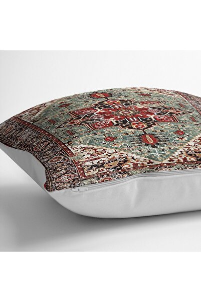 Realhomes Digital Printed Pillow and Throw Pillow Cover with Authentic Motif on Red - Green Background