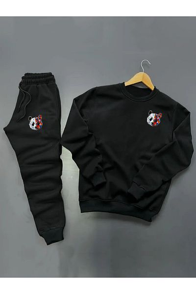 Joza Outdoors Χειμερινό σετ New Season Panda Printed 2 τεμαχίων μαύρο βαμβακερό