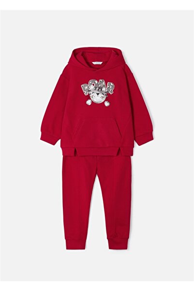 MAYORAL Girl's Embroidered Tracksuit Set Red 4857