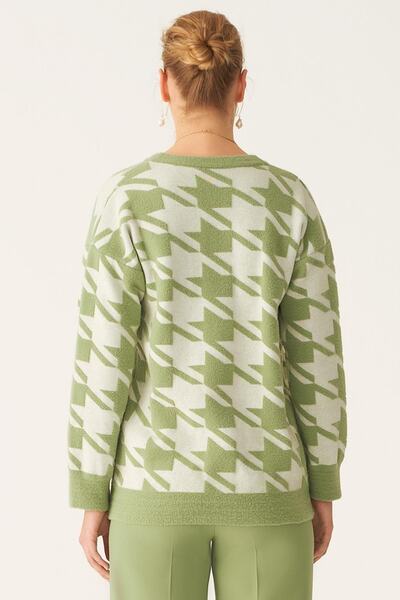 Perspective Illas Mold Green Ecru Color Women's Knitwear Cardigan