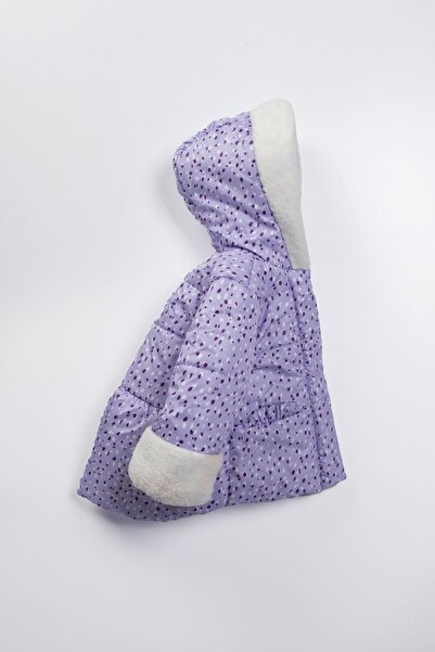 PODIUM GYM Trend Kız Bebek Havalı Kürk Detaylı Puanlı Kapüşonlu Havalı Kaban-mont