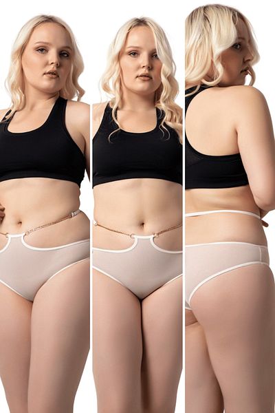 Özlem & Donex Bg7026 Plus Size Γυναικεία Ψηλόμεση Αλυσίδα Λεπτομερή κιλότα