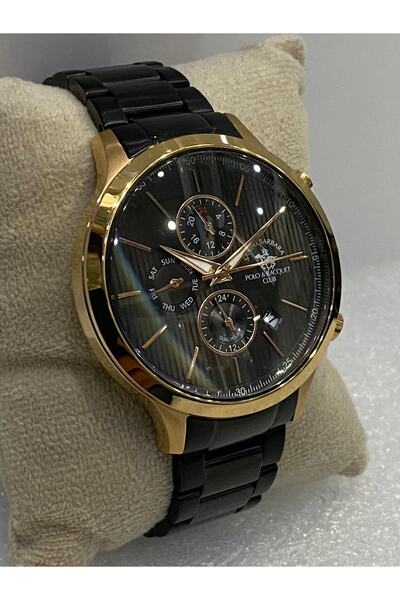 Santa Barbara Polo & Racquet Club Santa Barbara Polo Rose Gold Kasa Siyah Kordon Erkek Kol Saati 44 Mm 3 Atm