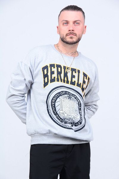 MODAGEN Unisex Gray Berkeley Printed Oversize Sweatshirt