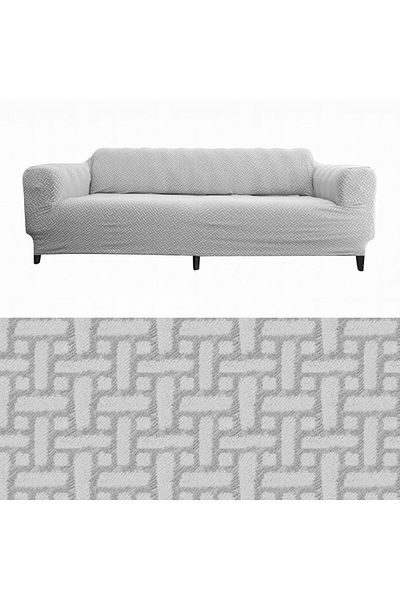 TUCHMALL Jacquard 3+3+1+1 Brick Patterned Cotton Sofa Cover Set - Stretch Elastic