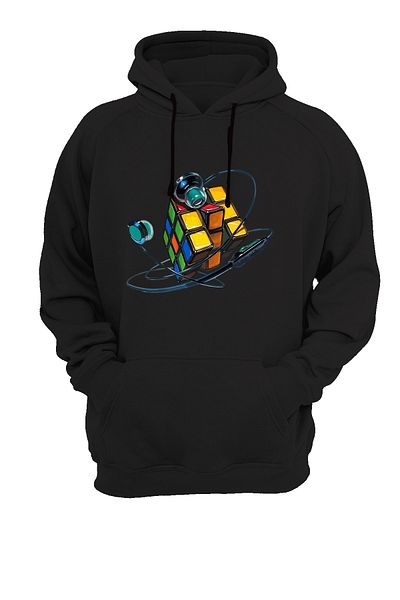 WİDİ Hanorac negru cu imprimeu Rubik