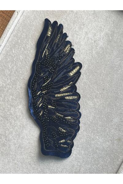 Gönülden Tasarım 18x8 cm Broderie Mărgele Brodate Catifea în relief Aripă de înger unică Applique Patch Reme