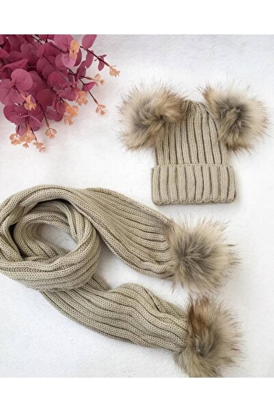 SinemceModa Set de eșarfă și beretă cu pompon