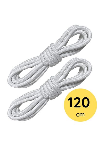 Foottab 120 cm White Round Boots - Corded and Durable Sturdy Laces
