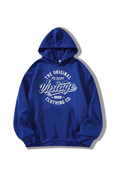 Yasolin Unisex vintage Štampano Sa kapuljačom dukserica PLAVA