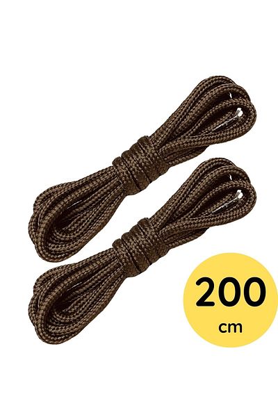 Foottab 200 cm Brown Round Boots - Corded and Durable Sturdy Laces, Shoelaces