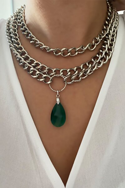 Liveyn Design قلادة من حجر الكريستال بثلاثة صفوف