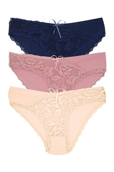 Zena Slip de damă din 3 piese din bumbac cu dantelă