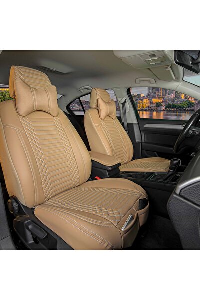 GZLTUNİNG مجموعة غطاء مقعد السيارة الأمامي والخلفي المتوافق مع Bmw 1 Series 116 من الجلد بالكامل (حصريًا) باللون البيج