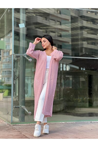 Dier Moda Cardigan lung din tricot perforat pentru femei