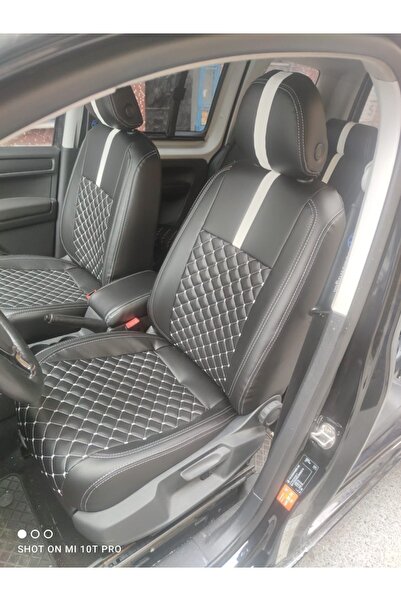 AKINCI 2015-2020 Volkswogen Caddy White Embroidery Black Leather - Mix White ...