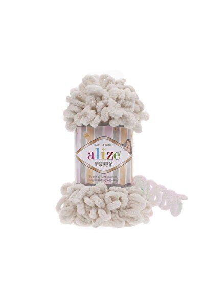 Alize Puffy 1 Adet Fil Dişi Rengi El Ile Örülen Örgü Ipi Renk Kodu:599