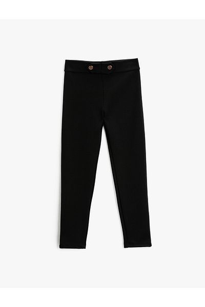 Koton Basic Leggings Button Detailed